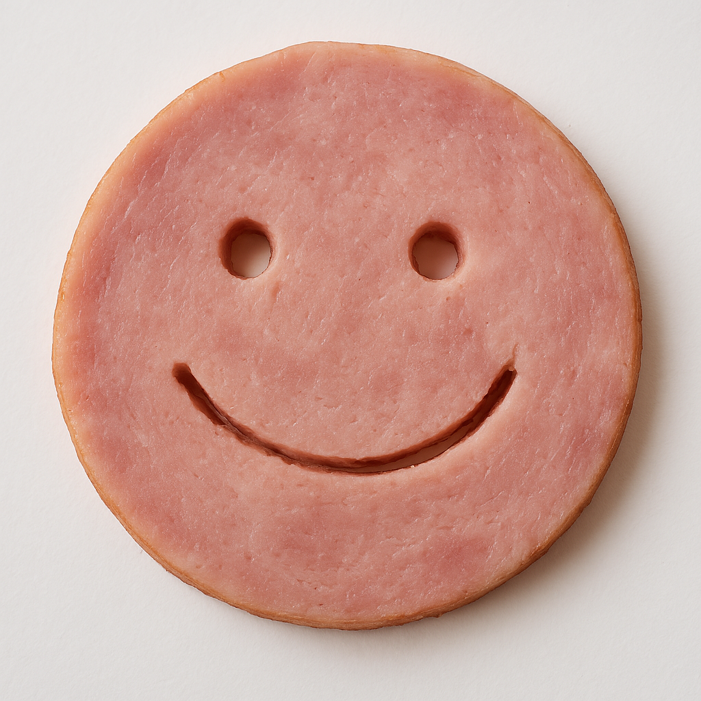 Original smiley face ham with simple carved smile